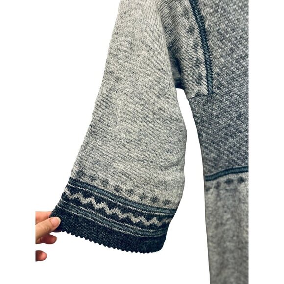 Handmade Knitted A-Line Dress Wool 3/4 Sleeves Gray Color-block Size Small - Picture 4 of 9